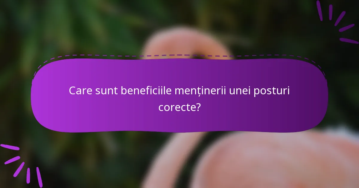 Care sunt beneficiile menținerii unei posturi corecte?