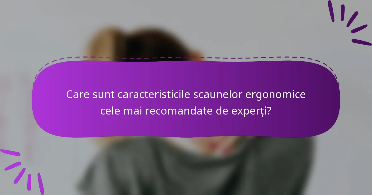 Care sunt caracteristicile scaunelor ergonomice cele mai recomandate de experți?