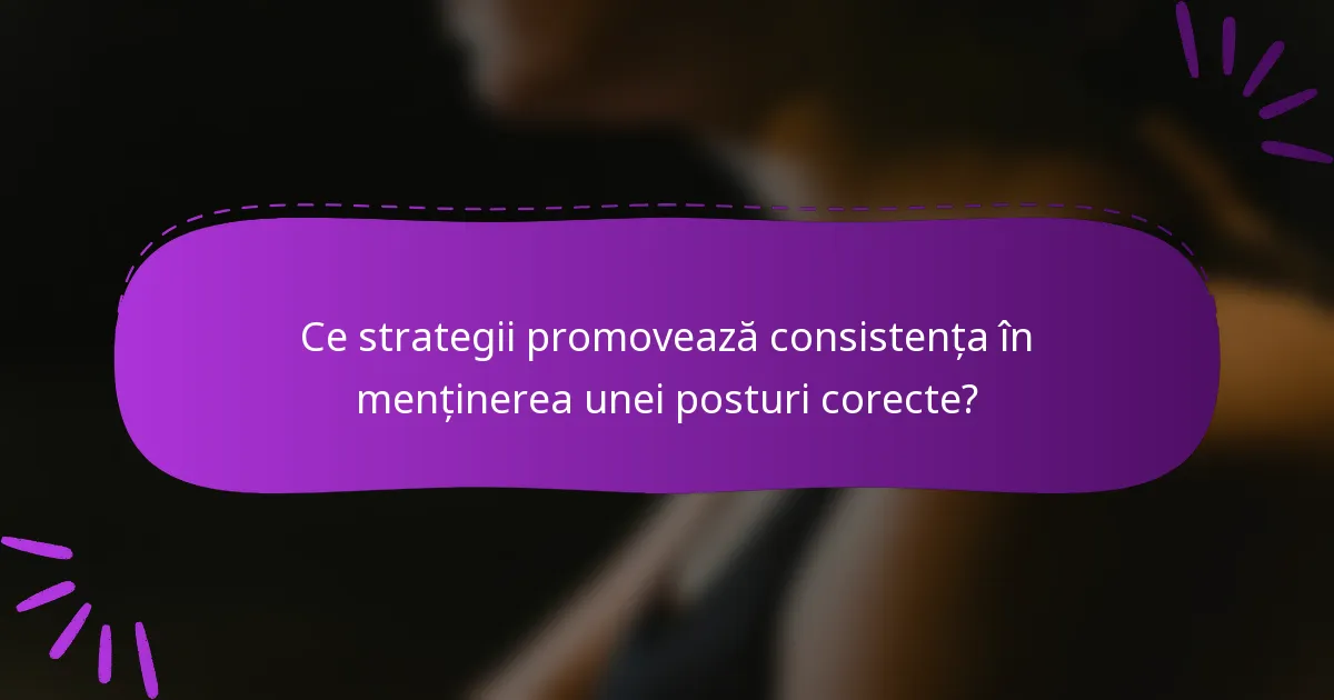 Ce strategii promovează consistența în menținerea unei posturi corecte?