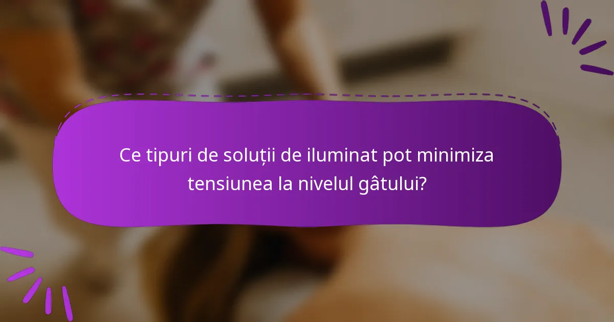 Ce tipuri de soluții de iluminat pot minimiza tensiunea la nivelul gâtului?