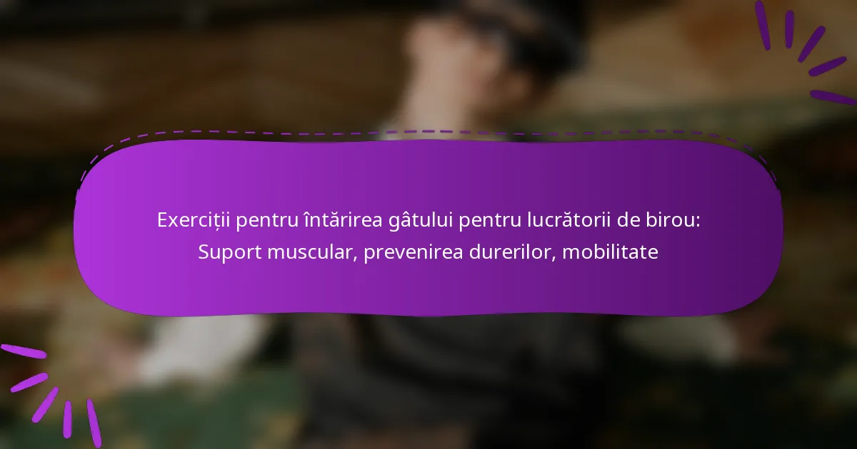 Exerciții pentru întărirea gâtului pentru lucrătorii de birou: Suport muscular, prevenirea durerilor, mobilitate