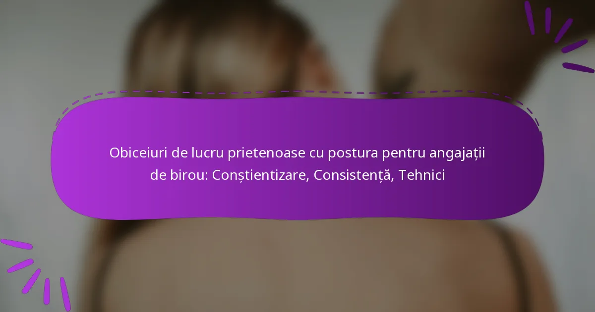 Obiceiuri de lucru prietenoase cu postura pentru angajații de birou: Conștientizare, Consistență, Tehnici
