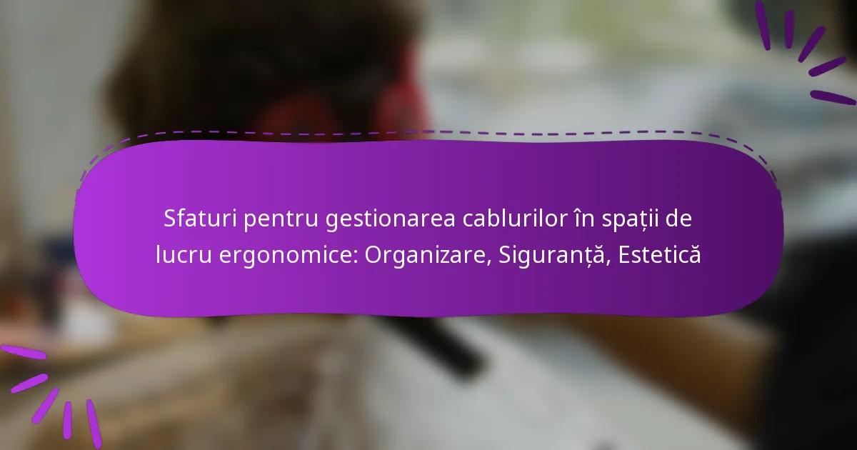 Sfaturi pentru gestionarea cablurilor în spații de lucru ergonomice: Organizare, Siguranță, Estetică