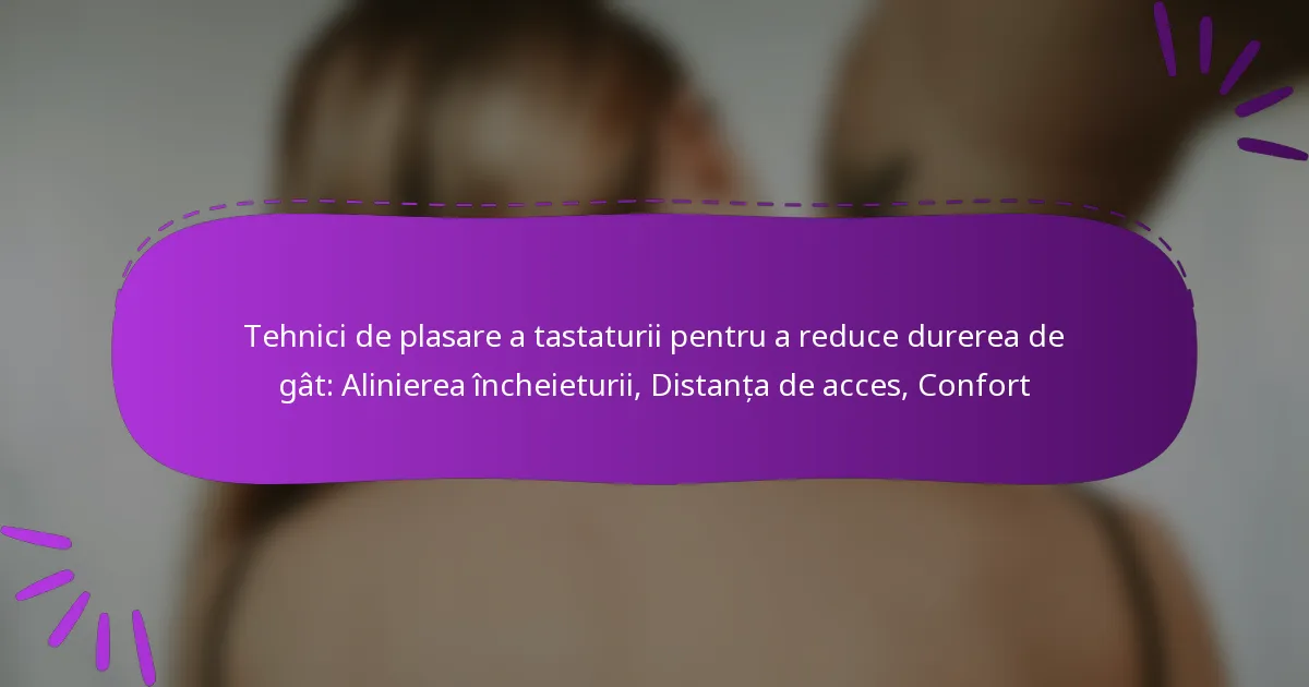 Tehnici de plasare a tastaturii pentru a reduce durerea de gât: Alinierea încheieturii, Distanța de acces, Confort